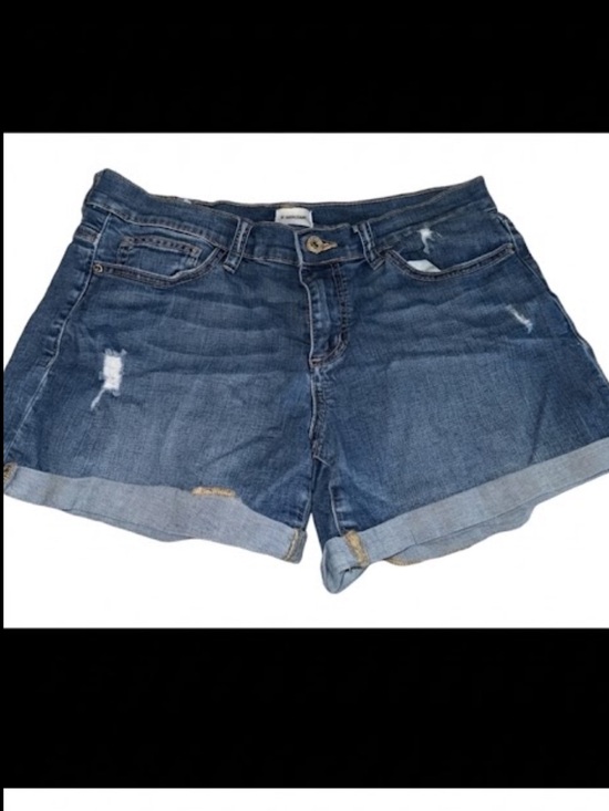 Sneak Peek Pants - Sneak Peek Distressed Rolled Hem Denim Shorts - Blue
